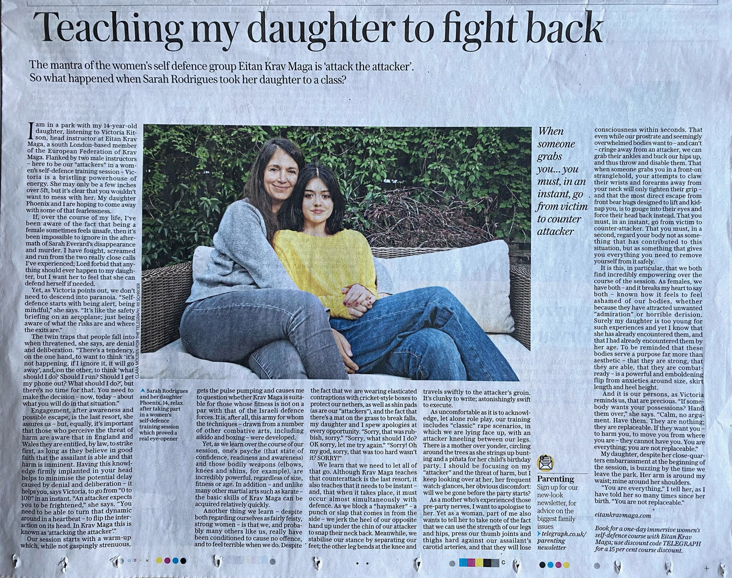 Eitan Krav Maga Women's Self Defence in The Telegraph